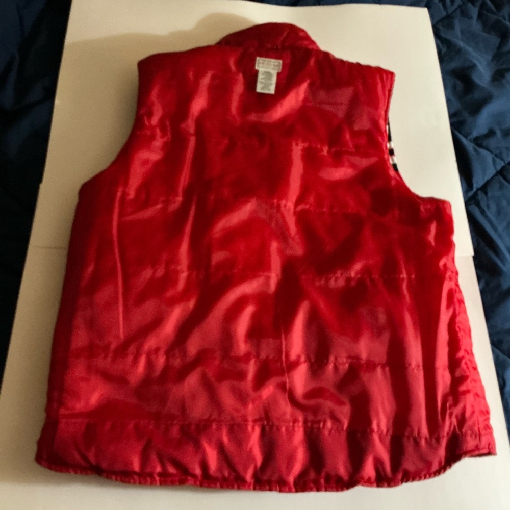 Red with Super Dark Midnight Blue & White Strips Puffy Vest Jacket - Picture 10 of 16